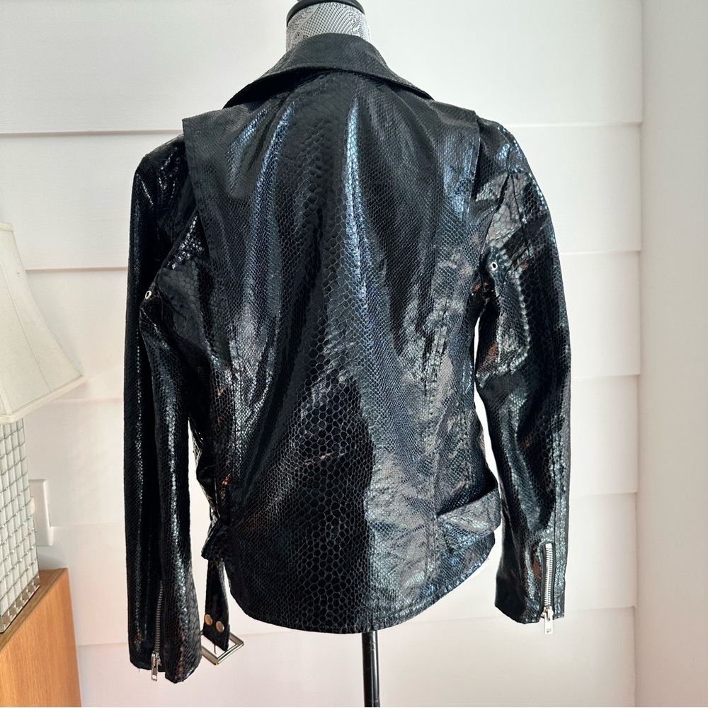 Black Snake Python Embossed Biker Jacket Size M M… - image 6